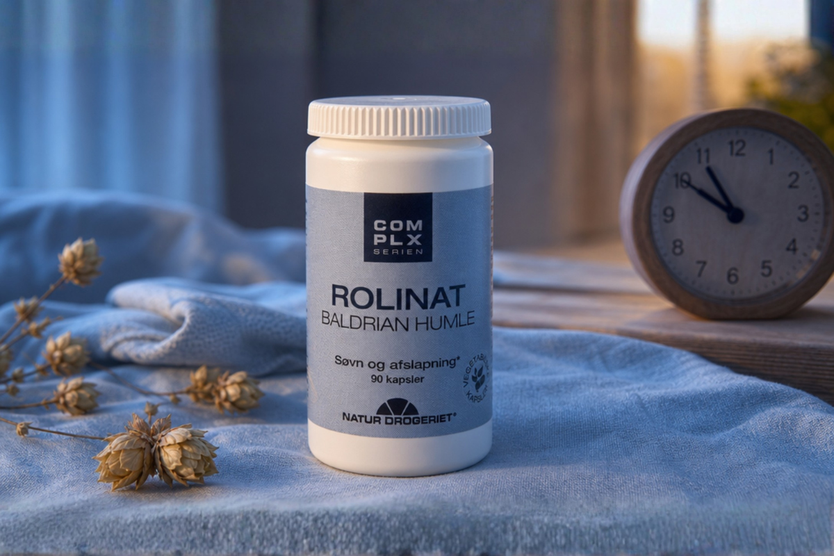 Natur-Drogeriet RoliNAT 90 kapsler med baldrian og humle til afslapning hos Helseservice.