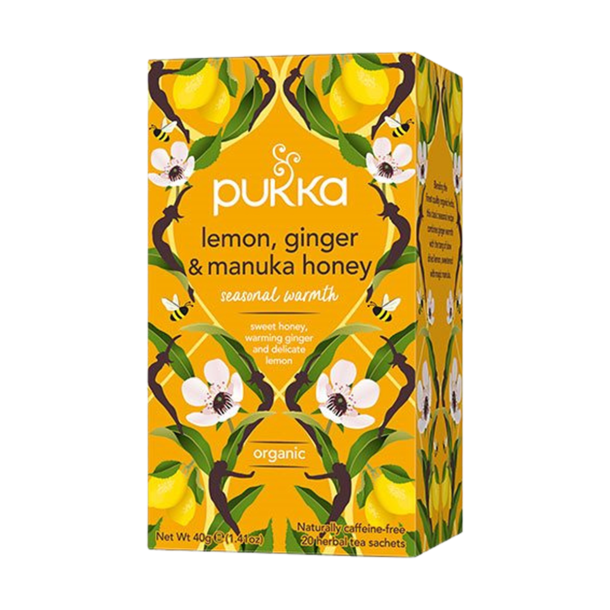 Pukka Lemon, Ginger og Manuka Honey �kologisk te &ndash; 20 breve