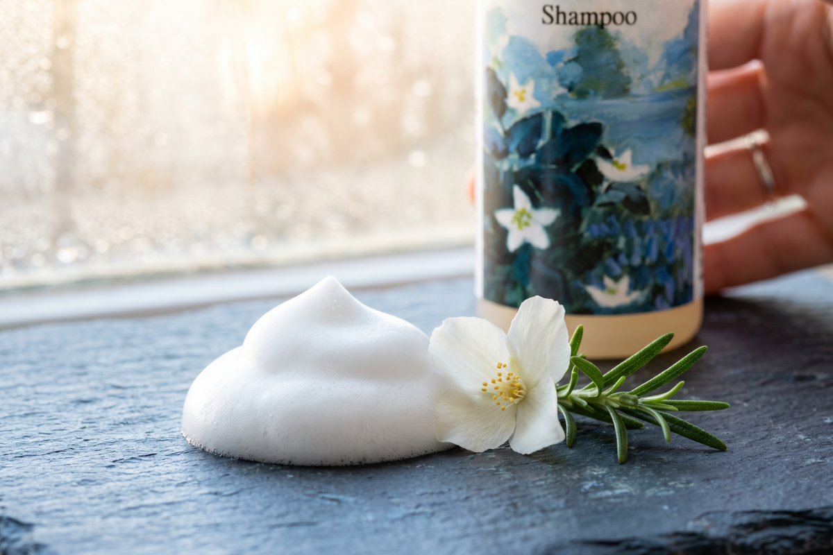 R�mer Jasmin Shampoo 250 ml med impressionistisk blomstermotiv p� etiketten