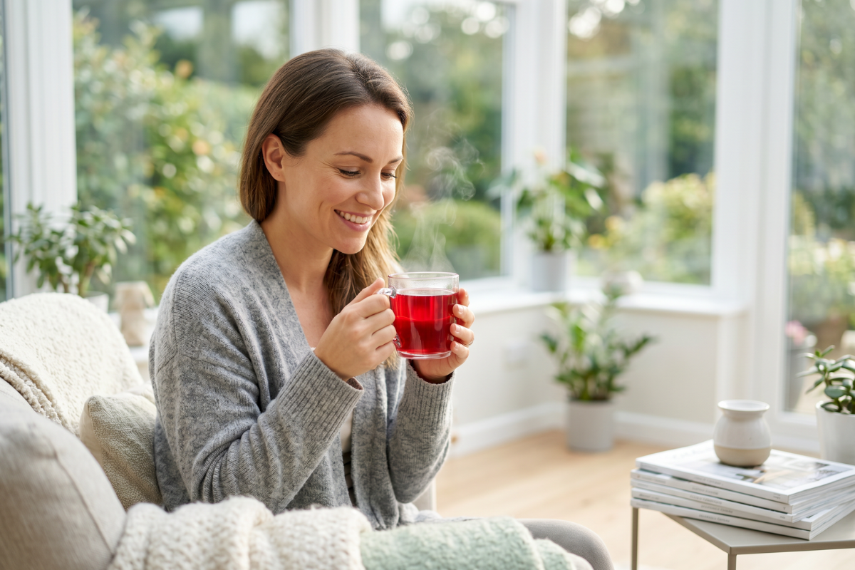 Sonnentor Hyben Hibiscus frugtte �ske med smuk klassisk illustration