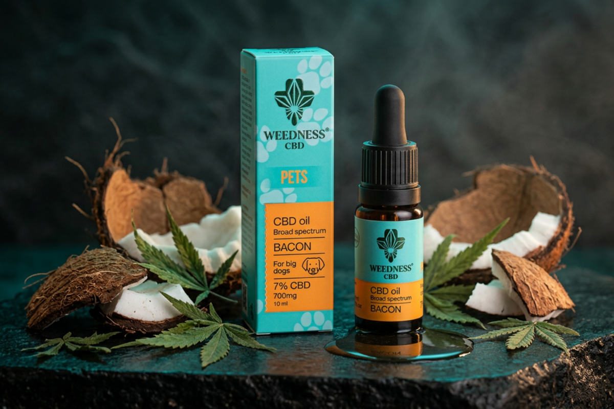 Weedness CBD Olie til store hunde 7% 700mg � Luksuri�s kosmetisk plejeolie med baconaroma