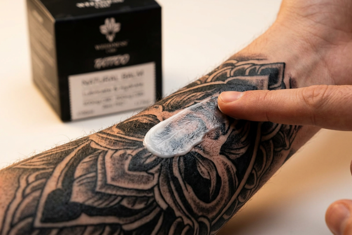 Weedness CBD Natural Tattoo Balm 50ml � Premium tatoveringspleje med 1000mg cannabinoider pr�senteret i luksus omgivelser