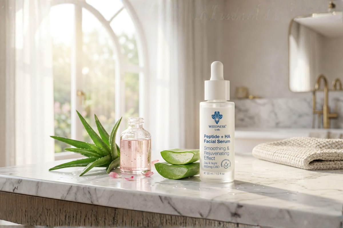 weedness Lab. Peptide + HA Facial Serum 30ml med 600mg CBD - Smoothing & Rejuvenating Effect.