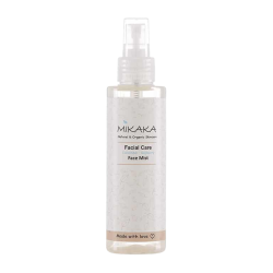 Mikaka Face Mist Cucumber og Gojiberry 150 ml. Klar sprayflaske med smuk, sart botanisk etiket.