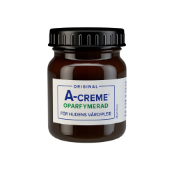 A-creme Original Uparfumeret 120 ml i den velkendte brune glaskrukke med hvid, bl� og gr�n etiket.