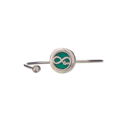 Aromaterapi armring i rustfrit st�l med krystal og Infinite Love medaljon hos Helseservice.