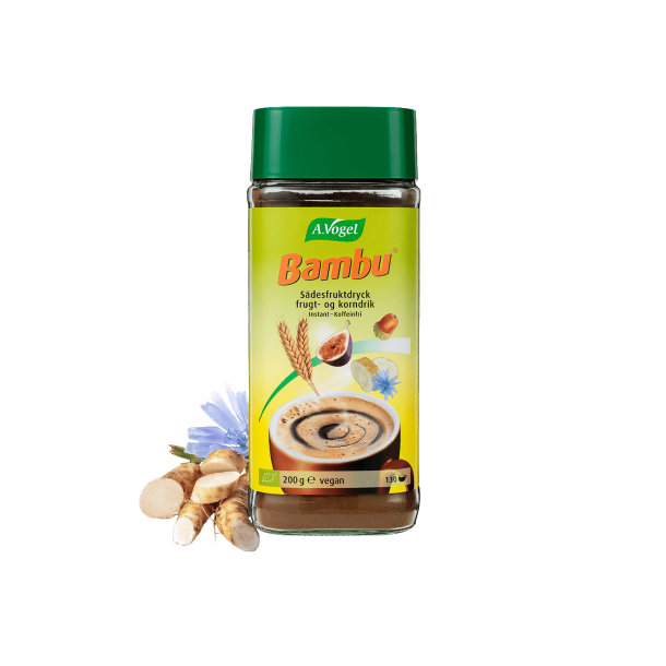 A.Vogel Bambu 200g �kologisk kaffeerstatning &ndash; koffeinfri instant drik med cikorie og figner.