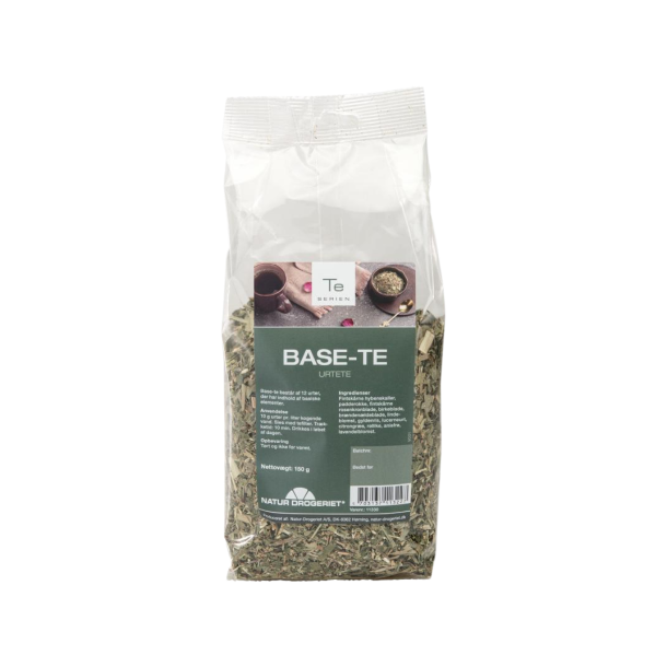 Natur-Drogeriet 8430 Base-te 150 g i gennemsigtig pose med synlige t�rrede urter, rosenblade og citrongr�s hos Helseservice.