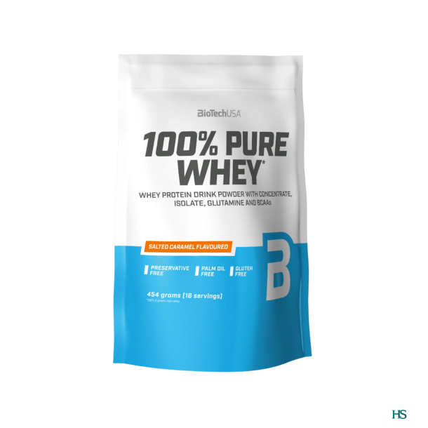 BioTechUSA 100% Pure Whey Protein pulver Salted Caramel 454g