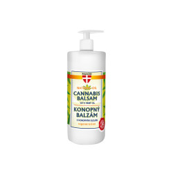 PALACIO Cannabis Body Balsam 500 ml &ndash; Stor hvid pumpeflaske med sort pumpehoved og gr�n label, indeholdende plejende hampe- og mandelolie.