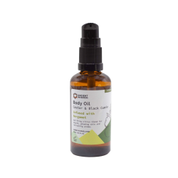 �kologisk Bergamot Kropsolie 50ml i ravgul glasflaske &ndash; eksklusiv, opfriskende og n�rende pleje til Wellness & Restitution pr�senteret p� shoppen.