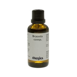 Allergica Bryonia comp. 50 ml flaske med hvidt m�rkat og lysegr�nne/bl� detaljer. Dansk h�ndpotenseret hom�opati.