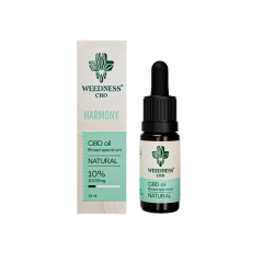 Weedness Harmony CBD Oil 10% Natural 10ml &ndash; Premium kosmetisk mundplejeolie med 1000mg Broad Spectrum CBD pr�senteret i et luksuri�st milj�.