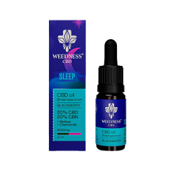 Weedness Sleep Mundolie Blackberry 4000mg med 20% CBD og 20% CBN &ndash; Luksuri�s kosmetisk aftenpleje i m�rkebl� og lilla toner.