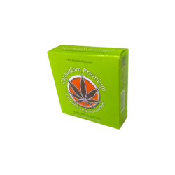 Cannadom Marijuana Flavored Condoms pakke med 3 stk premium latex kondomer med cannabis aroma hos Helseservice.