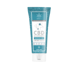 Cannaline Cannabis Cooling Gel &ndash; 200ml luksuri�s petroliumsbl� tube med k�lende relief-illustration til �mme muskler og led.