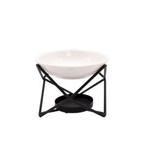 Duftlampe 'Hex Stand' � Sort Metal & Hvid Keramik