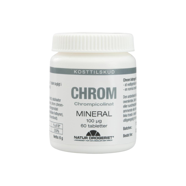 Natur-Drogeriet Chrom 100 mikrogram tabletter til stabilt blodsukker.