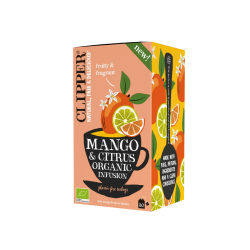 Clipper Mango og Citrus �kologisk te 20 breve med honningbusk og lime.