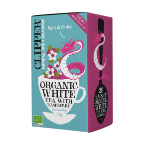 Clipper Hvid te med Hindbr 20 br.