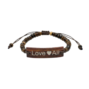 Coco Brown Slogan Armb�nd � Love All - Bali Kokosn�d