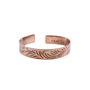 H�ndlavet Tibetansk Kobberarmb�nd � Wide Tribal Swirls