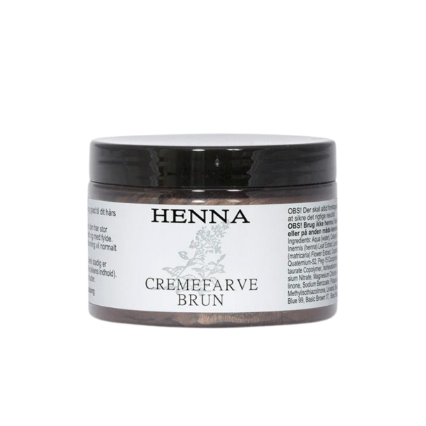 R�mer Henna Cremefarve Brun 140 ml krukke med naturlig plantebaseret h�rfarve til sk�nsom pleje hos Helseservice.