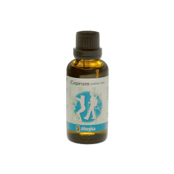 En klassisk m�rkebrun apoteker-glasflaske fra Allergica. Etiketten har en i�jnefaldende bl� cirkel med hvide silhuetter af aktive mennesker, der vandrer i naturen. Flasken indeholder 50 ml dr�ber og har en praktisk indbygget dr�bet�ller.