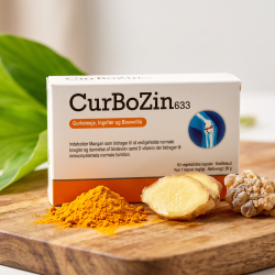 Makrobillede af frisk ingef�rrod og str�lende orange gurkemejepulver, der symboliserer de kraftfulde, naturlige ingredienser.
