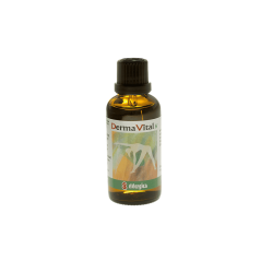Allergica DermaVital H 50 ml flaske med hvidt m�rkat og bl�lige detaljer. Dansk h�ndpotenseret hom�opati.