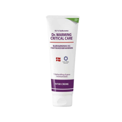 Dr. Warming Critical Care Intime Creme 150 ml. Hvid tube med et lilla b�nd, 92% fedtcreme, certificeret af Astma-Allergi Danmark.