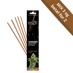 HAZE Holland Cannabis R�gelsespinde med Chocolope Kush duft i sort indpakning med r�dbrune detaljer.