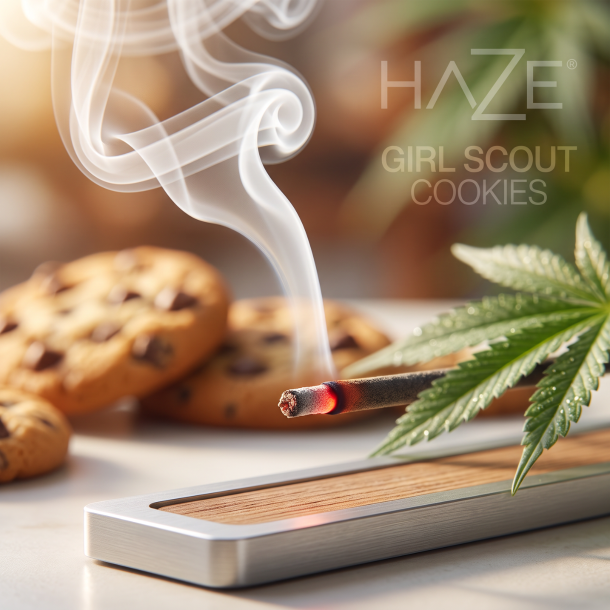 Makrobillede af gl�den p� en r�gelsespind med bl�d, hvid r�g og uskarpe, nybagte chokolade-cookies i baggrunden.
