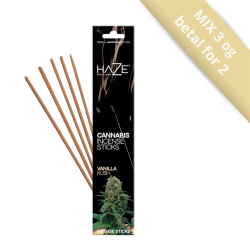 Sort �ske med HAZE Cannabis Incense Sticks i duftvarianten Vanilla Kush.