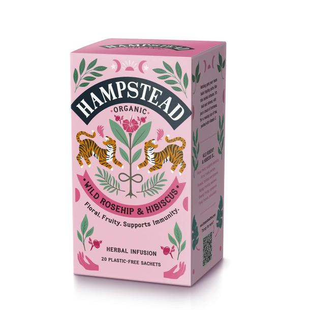 Hampstead hyben og hibiscus te �kologisk r�d frugtte 20 breve plastikfri.