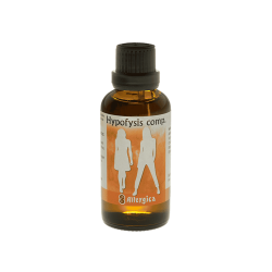 Allergica Hypofysis comp. 50 ml flaske med hvidt m�rkat og lysebl�/violette detaljer. Dansk h�ndpotenseret hom�opati.
