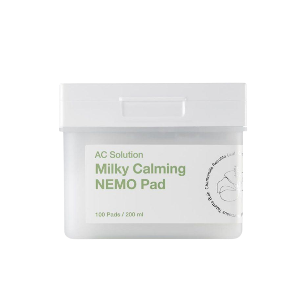 Illumiel AC Solution Milky Calming NEMO Pad 100 stk boks til koreansk hudpleje.