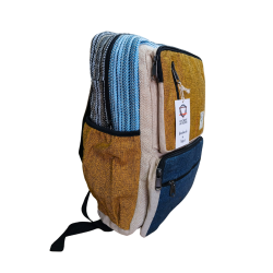 Nepal Hamp Rygsk Stor - Teal &amp; Gurkemeje Hndlavet