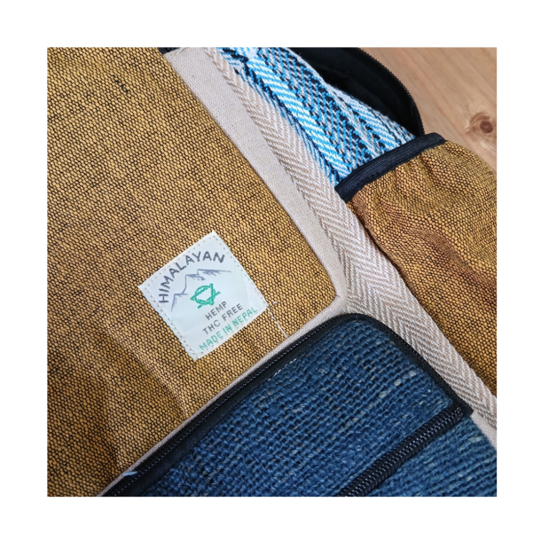 Nepal Hamp Rygs�k Stor - Teal &amp; Gurkemeje H�ndlavet