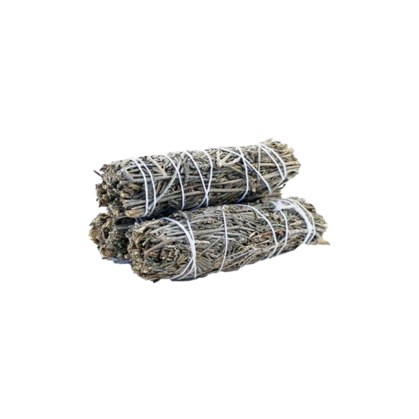 Autentisk h�ndrullet Smudge Stick med lavendel og salvie 10 cm fra Mexico til spirituel rensning og meditation.