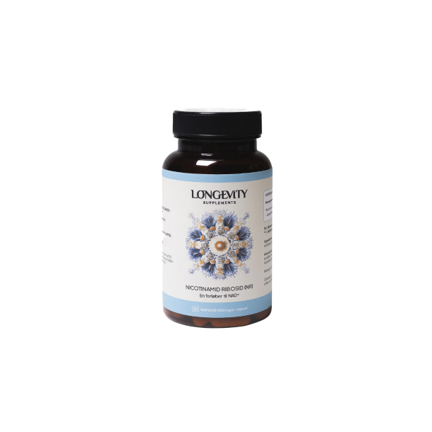 Longevity Supplements Nicotinamid Ribosid (NR) 300mg &ndash; 60 veganske kapsler til boost af NAD+ og cellul�r energi.