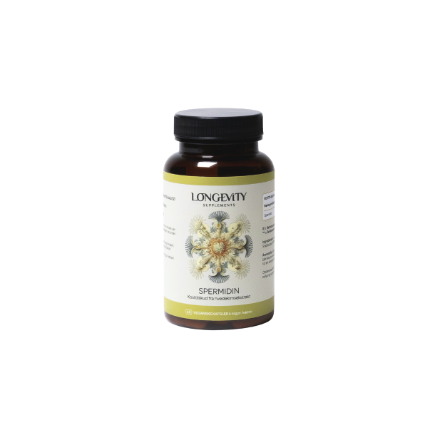 Longevity Supplements Spermidin 6mg &ndash; 60 veganske kapsler med hvedekimsekstrakt til cellul�r sundhed.