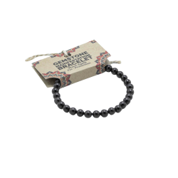 Black Agate manifestationsarmb�nd Protection med blanksorte krystalperler til beskyttelse og styrke.