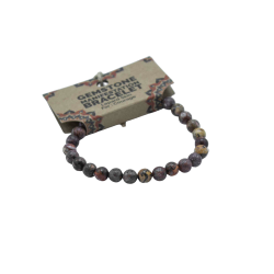 Leopard Skin manifestationsarmb�nd Courage med plettede jaspis-perler til mod og personlig styrke.