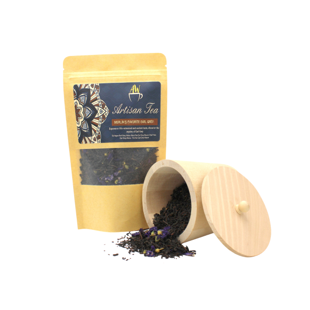 Artisan Tea Merlin's Favorite Earl Grey 50g sort l�s te med katostblomster og bergamotte.