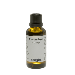 Allergica Mesenchym comp. 50 ml flaske med hvidt m�rkat og bl�lige detaljer. Dansk h�ndpotenseret hom�opati.