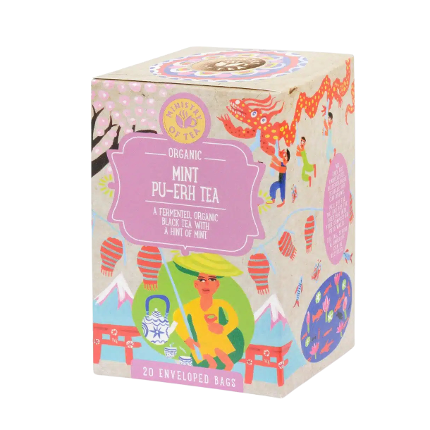 Ministry of Tea Pu-Erh Mint �kologisk fermenteret te 20 breve.