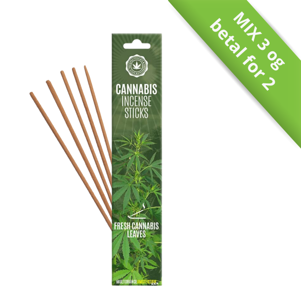 �ske med Multitrance Cannabis Incense Sticks i duftvarianten Fresh Leaves.