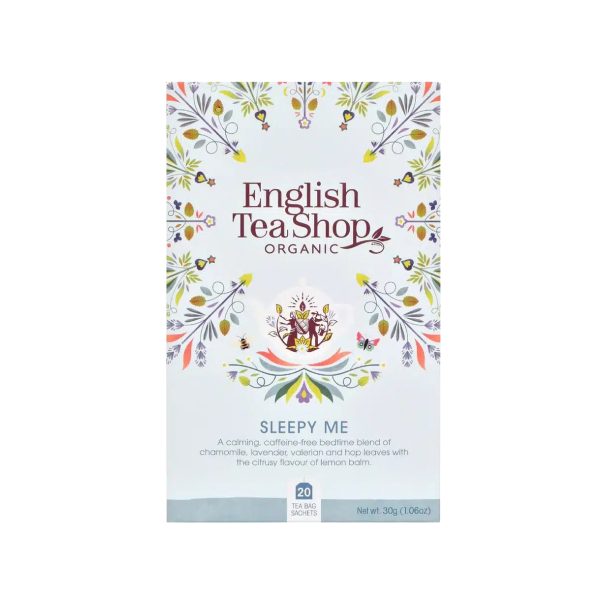 English Tea Shop Sleepy Me �kologisk urtete 20 breve med baldrian og humle.