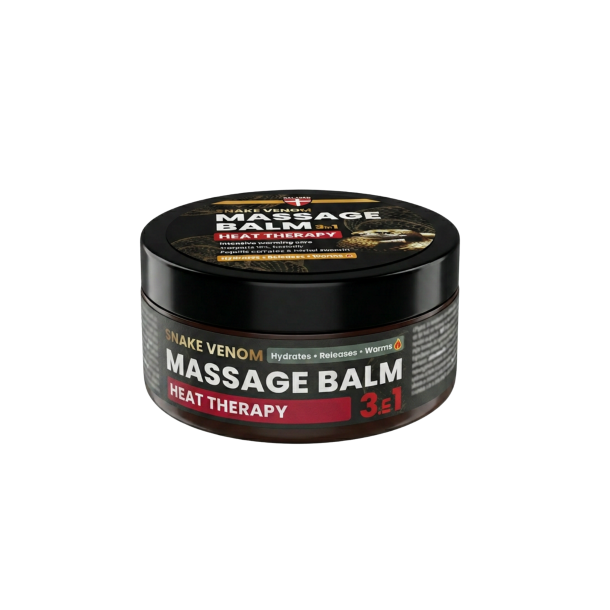 Palacio Heat Therapy Massage Balm 3-i-1 (300 ml) &ndash; Intensiv varmende muskelpleje med SYN�-AKE peptider og capsaicin i sort/r�d emballage.